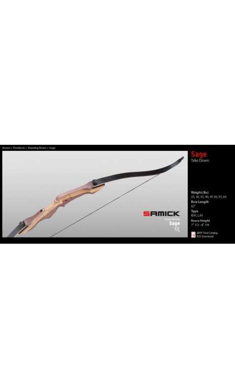 Arco ricurvo SAGE Initiation 62" SAMICK Sport - ULYSSE ARCHERIE