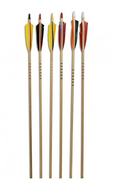 12 Flèches En Bois Pour Arc Traditionnel - Longueurs 28/30/32 Pouces, Pointe Métal, Ressorts Plastique