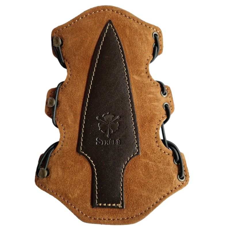 Traditioneller Armschutz aus braunem Wildleder STRELE - ULYSSE ARCHERIE