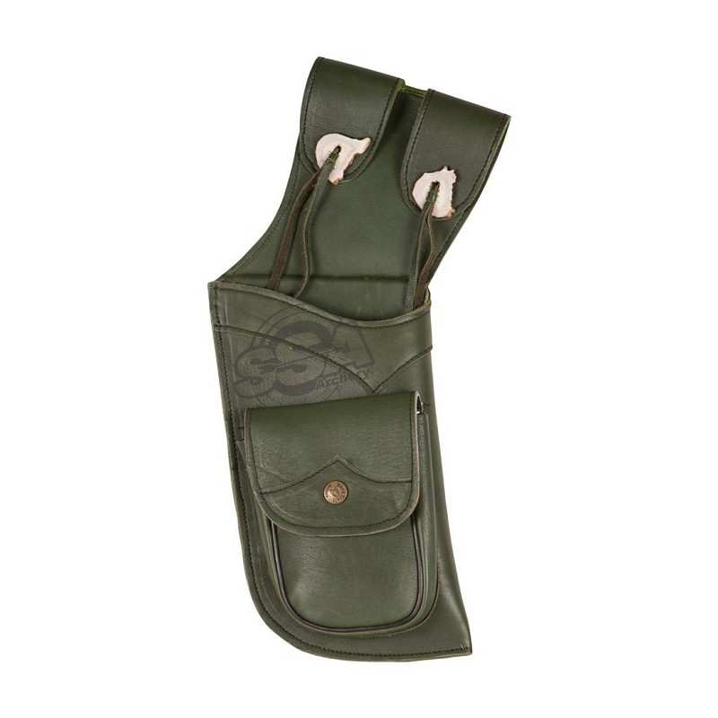 Carcaj cuero tradicional KENDAL RH Verde BUCK TRAIL - ULYSSE ARCHERIE